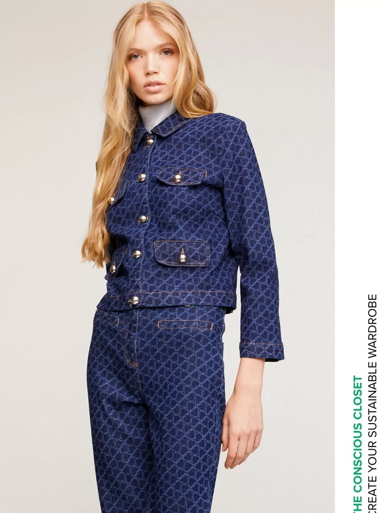 Abbigliamento*Motivi Giubbotto Corto In Denim Fantasia Double Love
