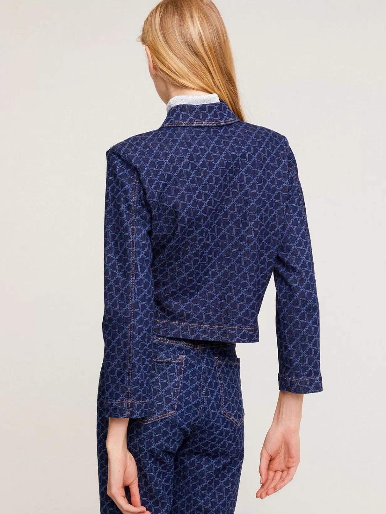 Abbigliamento*Motivi Giubbotto Corto In Denim Fantasia Double Love