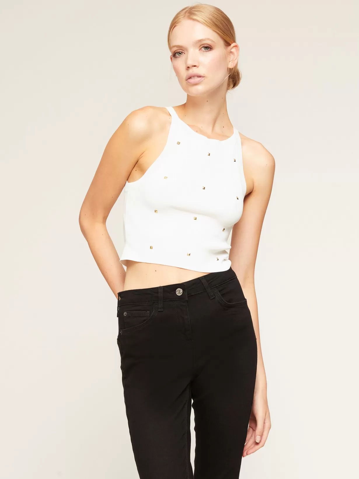 Top E T-Shirt*Motivi Top Corto In Maglia Con Borchie